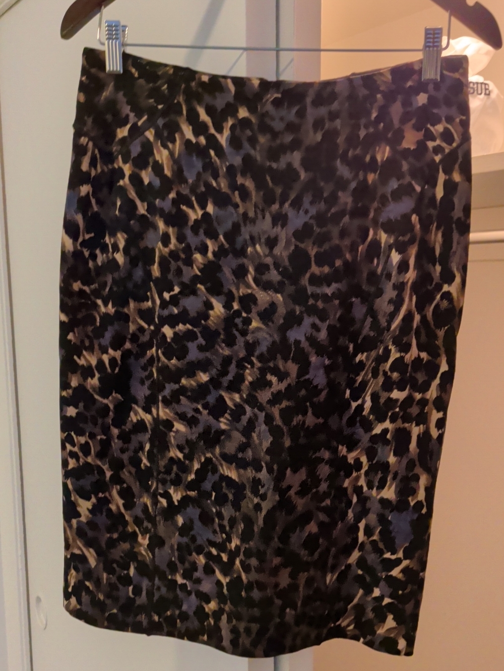 Blumarine Leopard Print Pencil Skirt - Black and Brown